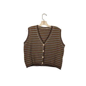 Rihoas Womens Cropped Sweater Vest Sz S Academic Style Classic Look Preppy